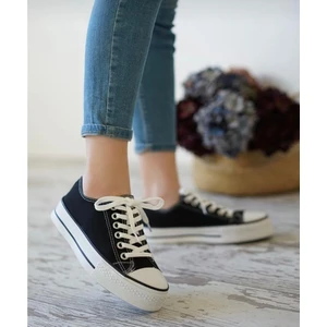 By İmis Shoes Kalın Taban Kısa Keten Sneaker