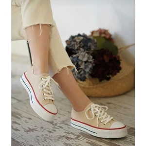 By İmis Shoes Kalın Taban Kısa Keten Sneaker