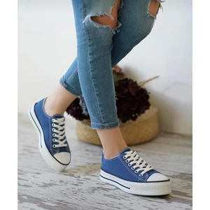 By İmis Shoes Kalın Taban Kısa Keten Sneaker