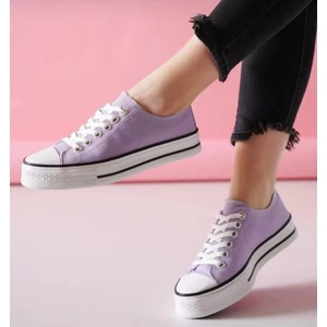 By İmis Shoes Kalın Taban Kısa Keten Sneaker