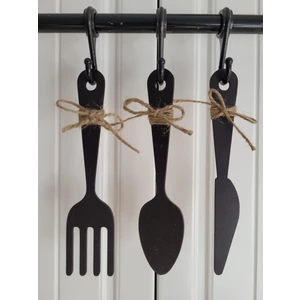 3 Parça Dekoratif Ahşap Çatal-Kaşık-Bıçak Seti Mutfak, Kahve Köşesi, Dolap, Raf, Askı Süsü(19 Cm) (ASKI SETE DAHİL DEĞİLDİR.)