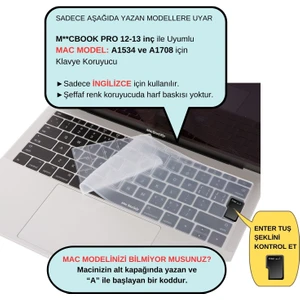 Laptop Macbook Pro Klavye Kılıf UK(EU) İngilizce Baskılı A1534 A1708 ile Uyumlu