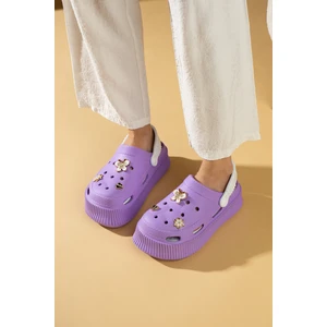 Pembe Potin Yüksek Taban Altın Tokalı Eva Comfort Kadın Sandalet DNZ225-24