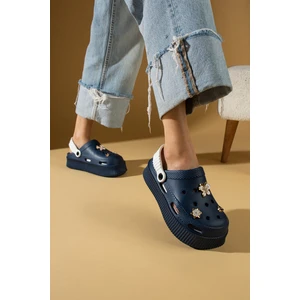 Pembe Potin Yüksek Taban Altın Tokalı Eva Comfort Kadın Sandalet DNZ225-24