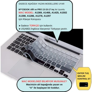 Macbook Air Pro Klavye Koruyucu (US to TR) Ombre (Eski USB’li Model 2008/2017 yılı) ile Uyumlu