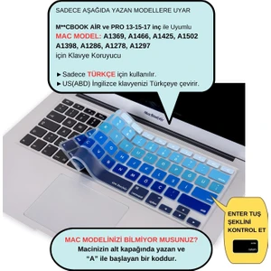 Macbook Air Pro Klavye Koruyucu (US to TR) Ombre (Eski USB’li Model 2008/2017 yılı) ile Uyumlu