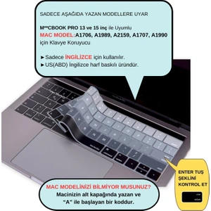 Macbook Pro Klavye Koruyucu US(ABD) İngilizce Baskı A1706 1989 2159 A1707 1990 Uyumlu Ombre