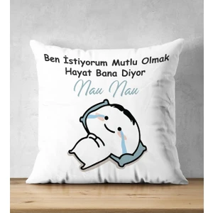 Yaprak Hediyelik Nau Nau Yazılı Baskılı Hediyelik Yastık