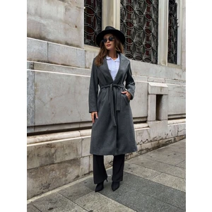 Elif Özbey Antrasit Kuşaklı Delux Kaban
