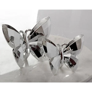 Akrilik Kristal Kesim 2'li Biblo Kelebek Gümüş 12 cm x 14 cm