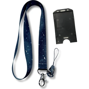 Galaksi Dikey Takım Yıldızı Boyun Ipi Telefon Askısı Siyah Kartlık