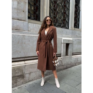 Elif Özbey Kahve Kuşaklı Delux Kaban