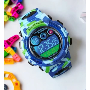 Daniel Klein 4 Farklı Işıklı, Alarmlı, Kronometreli Açık Mavi Kamuflaj Erkek Çocuk Kol Saati (5-10 Yaş)