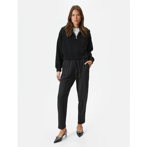 Beli Lastikli Pantolon Cep Detaylı Nervürlü Daralan Paça