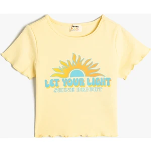 Crop Tişört Kısa Kollu Yaz Temalı Pamuklu