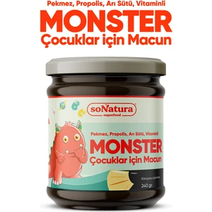Sonatura Monster Kids Çocuklar İçin Macun (Propolis, Arı Sütü ve Vitaminli) 240 Gr. SO-V-003