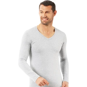 Özkan Underwear 0274 Erkek Penye Likralı Pamuklu V Yaka Uzun Kol Tişört Fanila