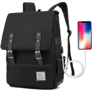 Su Geçirmez Seyahat Vintage Sırt Çantası, USB Şarj Portu ile Erkek Kadın 15.6 Inç Dizüstü Bilgisayar (Yurt Dışından)