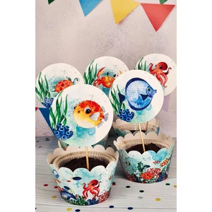 Su Altı Canlıları Konsept Kürdan Süsleri Cupcake Süsleri Lüks Büyük Boy 10LU Paket