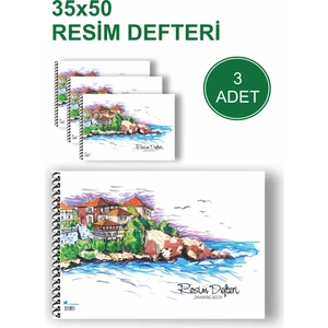 35*50 Resim Defteri, 3 Adet Büyük Boy Resim Defteri Resim Defteri,15 Yaprak, Ölçü: 35*50