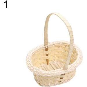 Shanhua Shop Oval Stil El Yapımı Hasır Sepet Hasır Çiçek Sepeti Alışveriş Depolama Sepeti ve Saplı Ahşap Hasır Sepet Meyve Sepeti (Yurt Dışından)