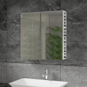 Yaren Home Dizayn Lavabo Üstü, Aynalı, 2 Kapaklı Banyo Dolabı