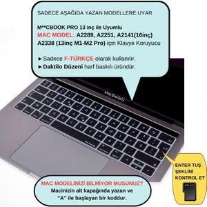 Macbook Pro Klavye Kılıfı 13inç F-Türkçe DaktiloTip A1706 1989 2159 A1707 1990 A2338 A2141