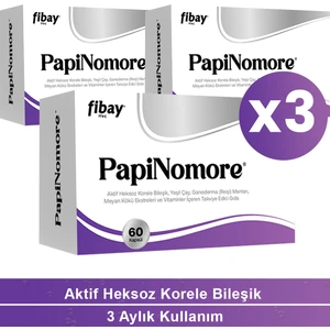 3 Kutu Papinomore 60 Kapsül (Aktive Heksoz Korele Bileşik, Ganoderma, Yeşil Çay Ekstresi Içeren Multivitamin ve Mineral Kompleksi)