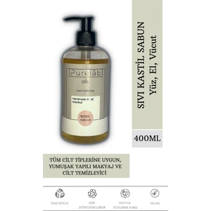 Purelab Oils Sıvı Kastil Sabun  Doğal Zeytinyağlı Yoğun Nemlendirici Arındırıcı Bitkisel Vegan Sabun 400 Ml