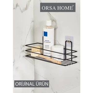 Orsa Home 926 Siyah Silikon Kaplı Vantuzlu Dikdörtgen Raf