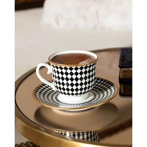 Madame Coco Orient Bella 2 Kişilik Kahve Fincanı Seti - Siyah/beyaz