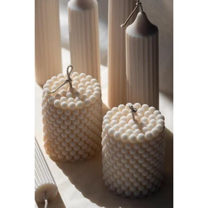Ant & Bee 2 Adet Bubble Silindir Mum Krem Pudra Kokulu Pearl Candle Soya Wax Vegan Mum