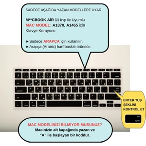 Arapça Klavye Macbook Air Koruyucu 11 inç A1370 A1465 US Enter ile Uyumlu