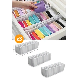 3 Adet - 11 Gözlü Çekmece Içi Akordiyon Organizer - Small 11 x 41 x 12