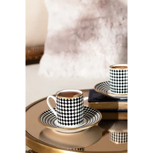 Madame Coco Evorde Bella 6 Kişilik Kahve Fincanı Seti - Siyah/beyaz