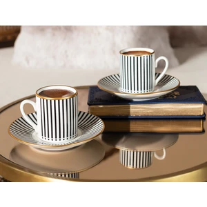 Madame Coco Evorde Mila 2 Kişilik Kahve Fincanı Seti - Siyah/beyaz