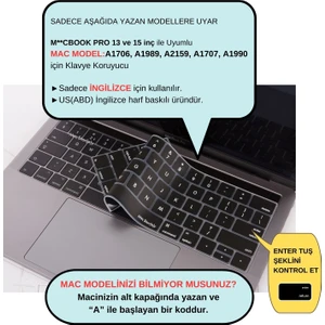 Macbook Pro Klavye Koruyucu US(ABD) İngilizce Baskı A1706 1989 2159 A1707 1990 Uyumlu