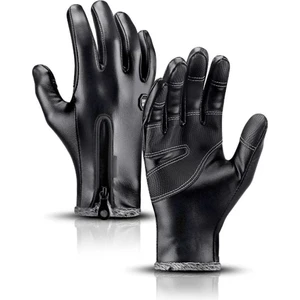 Pu Deri Rüzgar Geçirmez & Avuç Içi Kaymaz Outdoor Kayak Yürüyüş Termal Kışlık Eldiven