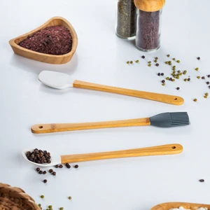 Mıen 3 Parça Mini Silikon Kaşık Spatula Fırça - Yanmaz Yapışmaz Hazırlık Seti - 23 cm