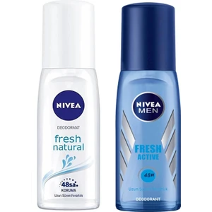 Men Fresh Active Deodorant 75 ml + Fresh Natural Kadın Deodorant Pump Sprey 75 ml