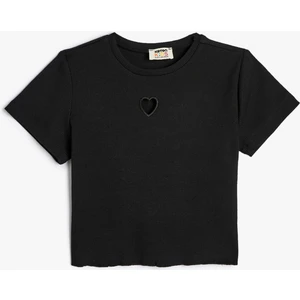 Tişört Kısa Kollu Bisiklet Yaka Kalp Pencere Detaylı Kaşkorse