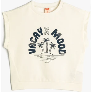 Sweatshirt Kolsuz Bisiklet Yaka Slogan Baskılı Pamuklu