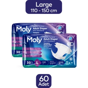 Tekstil Yüzeyli Large Büyük Boy Belbantlı Hasta Bezi 30'lu x 2 Paket