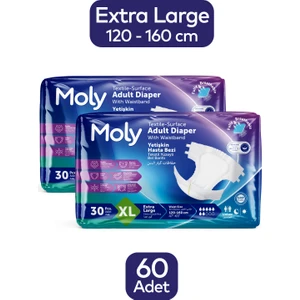 Tekstil Yüzeyli Xlarge Ekstra Büyük Boy Belbantlı Hasta Bezi 30 Lu 2 Paket / 60 Adet