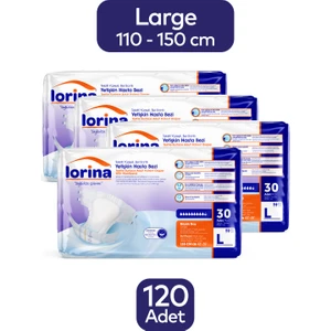 Tekstil Yüzeyli Bel Bantlı Yetişkin Hasta Bezi Large 30'Lu 4 Paket 120 Adet