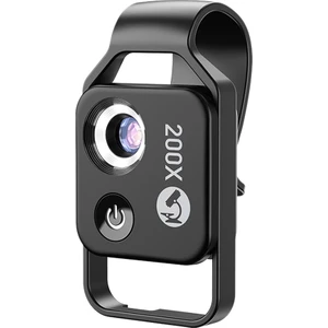 200X Cep Telefonu Mikroskobu -Lens Evrensel Klip LED Işık Cep Mini Büyüteç Mikroskoplar Siyah (Yurt Dışından)