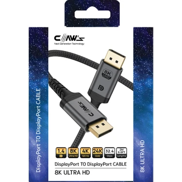 Claw's 8K UHD DisplayPort v1.4 32.4 Gbps / 24K Gold / Alüminyum Gövdeli 8K 60Hz-4K 120Hz-2K