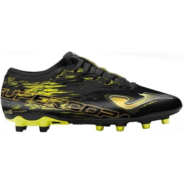 Joma Supercopa 2301 Black Lemon Fluor Firm Ground Erkek Siyah Krampon