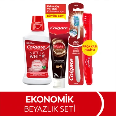 Colgate Optic White Kahve, Çay ve Tütün Kullananlar için Diş Macunu 125 ml, 360 Visible White Orta