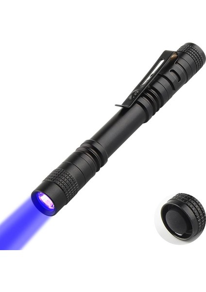 395NM Ultraviyole Uv Kalem El Feneri - Alüminyum Darbeye Suya Dayanıklı Cep Feneri Klipsli Kalem Fener Blacklight